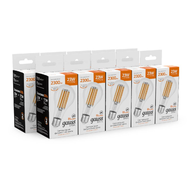 Светодиодная филаментная лампа Gauss Basic Filament E27 23W 2700K 40712132 Светодиодная филаментная лампа Gauss Basic Filament E27 23W 2700K 40712132