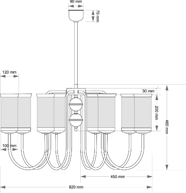 Люстра на штанге Kutek Olzano OLZ-ZW-8(P) Люстра на штанге Kutek Olzano OLZ-ZW-8(P)