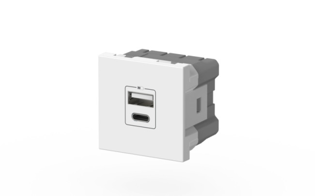 Розетка зарядного устройства Type A+C с заземлением 5V 2,4A ELBI Moda Vox 611-040232-335 Розетка зарядного устройства Type A+C с заземлением 5V 2,4A ELBI Moda Vox 611-040232-335