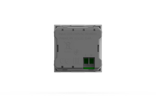 Розетка зарядного устройства Type A+C с заземлением 5V 2,4A ELBI Moda Vox 611-040232-335 Розетка зарядного устройства Type A+C с заземлением 5V 2,4A ELBI Moda Vox 611-040232-335
