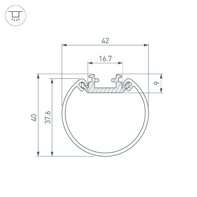 Алюминиевый профиль Arlight ROUND-D40-2000 ANOD 044517 Алюминиевый профиль Arlight ROUND-D40-2000 ANOD 044517