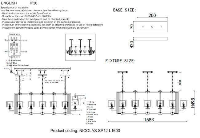Подвесная люстра Crystal Lux NICOLAS SP12 L1600 GOLD/WHITE