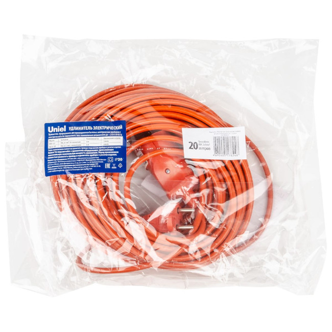 Удлинитель Uniel YX10-101 /UCK-1N/2x1,00/20M/O ORANGE UL-00010794