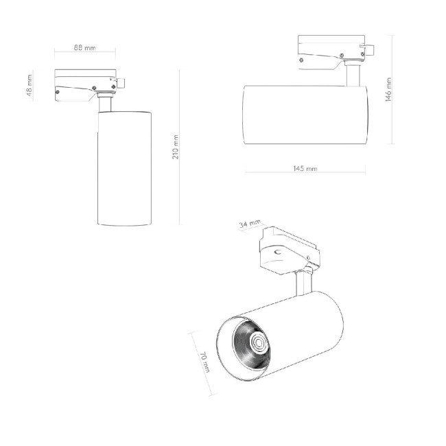 Трековый однофазный светильник Denkirs Solid Koper DK6453-BK Трековый однофазный светильник Denkirs Solid Koper DK6453-BK