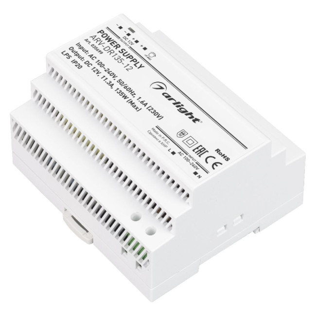 Блок питания Arlight ARV-DR135-12 12V, 11.3A, 135W 035699 Блок питания Arlight ARV-DR135-12 12V, 11.3A, 135W 035699