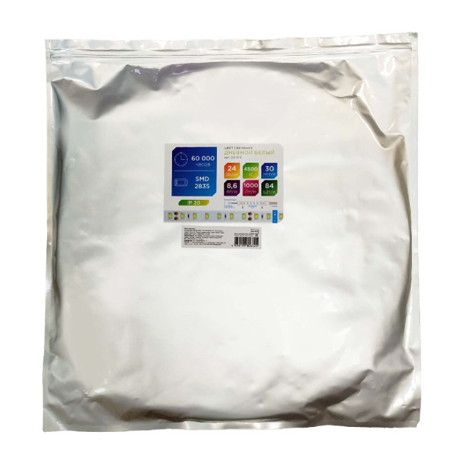 Светодиодная лента Apeyron 24В 8,6Вт/м smd2835 84д/м IP20 1000Лм/м 30м 4000К 00-373 Светодиодная лента Apeyron 24В 8,6Вт/м smd2835 84д/м IP20 1000Лм/м 30м 4000К 00-373