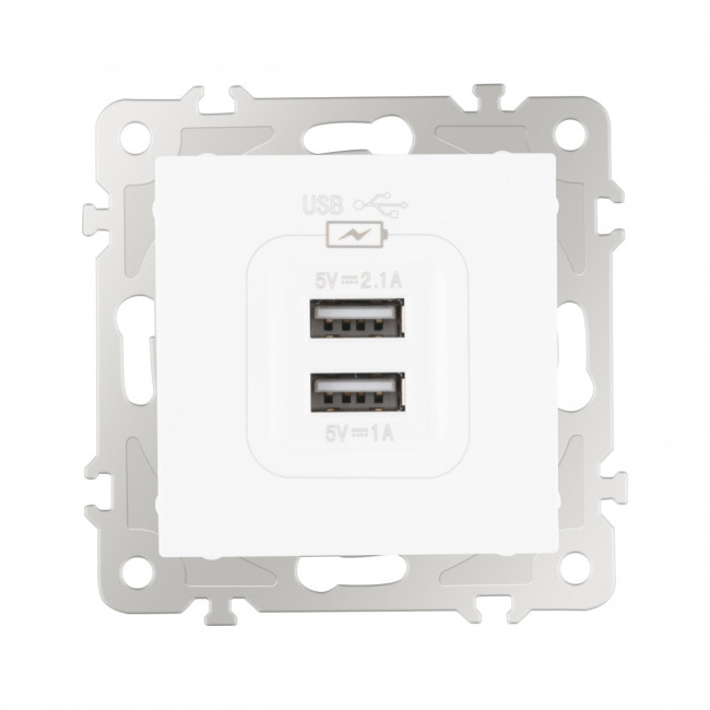 Розетка USB 2.1А+1А Arte Milano 206.46-1.white Розетка USB 2.1А+1А Arte Milano 206.46-1.white