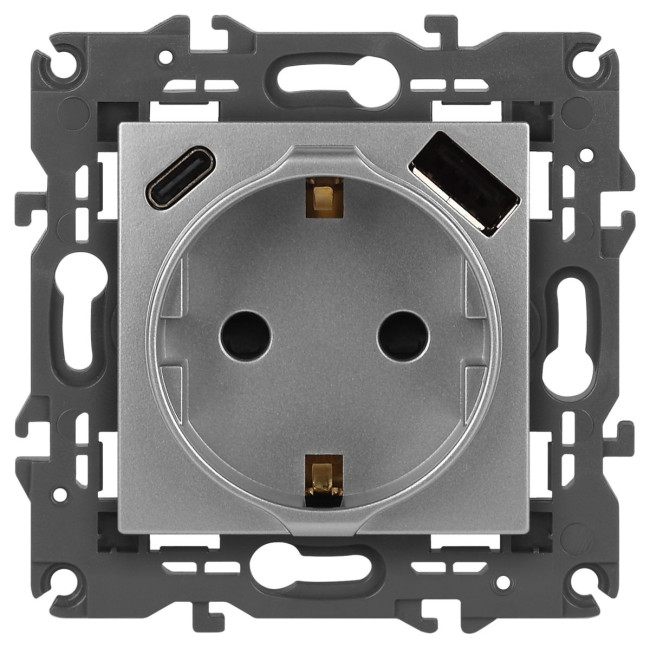 Розетка со шторками с USB type-A+C Эра Elegance 14-4108-03 Б0067741 Розетка со шторками с USB type-A+C Эра Elegance 14-4108-03 Б0067741