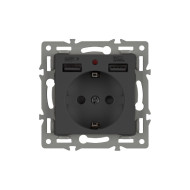Механизм розетки с USB зарядкой Arlight SCT-MUAA-PL-BK (250V, 16A) 043734