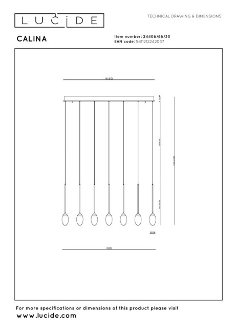 Подвесная люстра Lucide Calina 24406/86/30 Подвесная люстра Lucide Calina 24406/86/30