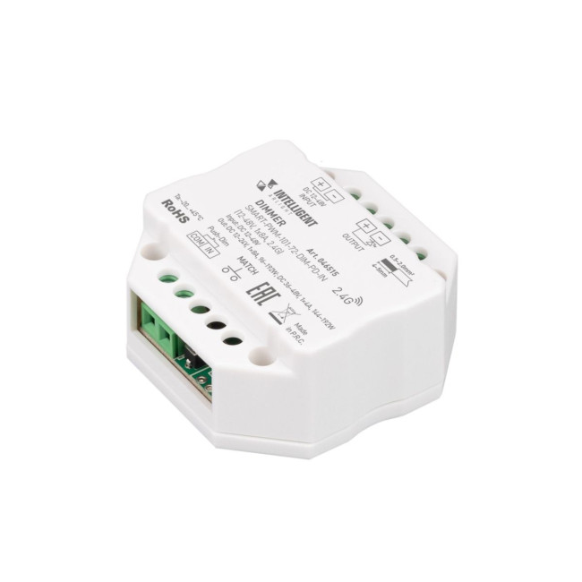 Диммер Arlight SMART-PWM-101-72-DIM-PD-IN (12-48V, 1x8A, 2.4G) 046515 Диммер Arlight SMART-PWM-101-72-DIM-PD-IN (12-48V, 1x8A, 2.4G) 046515