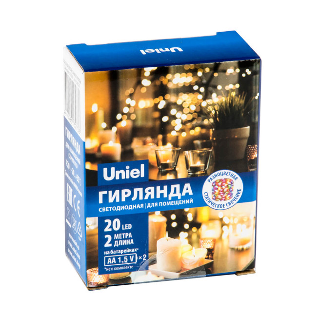 Светодиодная гирлянда Uniel Роса (UL-00007205) разноцветный ULD-S0200-020/SСB/2AA Multi IP20 Dew Светодиодная гирлянда Uniel Роса (UL-00007205) разноцветный ULD-S0200-020/SСB/2AA Multi IP20 Dew