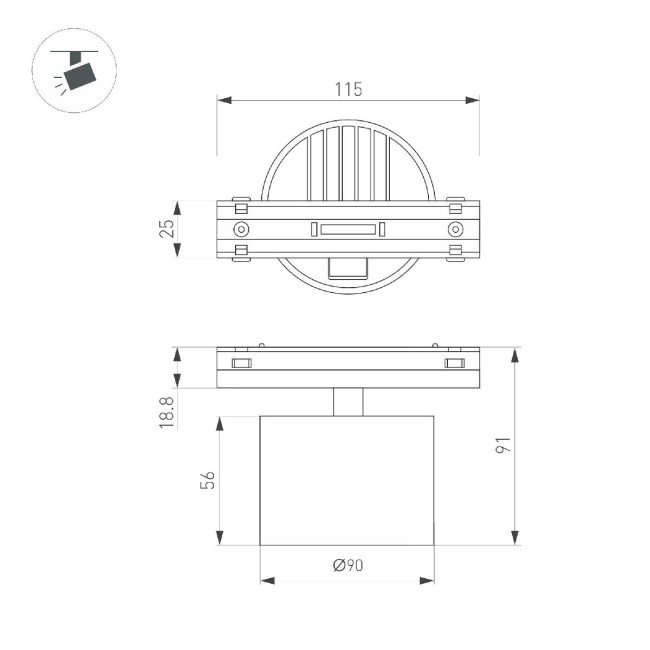 Трековый магнитный светильник Arlight MAG-VIBE-RONDO-R90-10W Warm3000 (BK, 110 deg, 48V) 044473 Трековый магнитный светильник Arlight MAG-VIBE-RONDO-R90-10W Warm3000 (BK, 110 deg, 48V) 044473