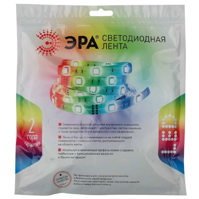 Светодиодная влагозащищенная лента ЭРА 14,4W/m 60LED/m 5050SMD RGB 5M LS5050-14,4-60-24-65-RGB-5m Б0043115 Светодиодная влагозащищенная лента ЭРА 14,4W/m 60LED/m 5050SMD RGB 5M LS5050-14,4-60-24-65-RGB-5m Б0043115