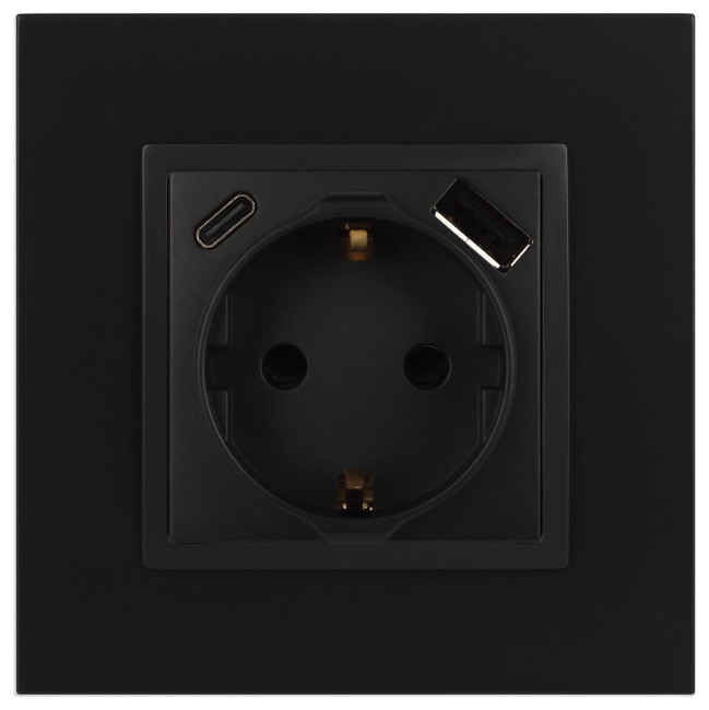 Розетка со шторками с USB type-A+C Эра Elegance 14-4108-05 Б0067724