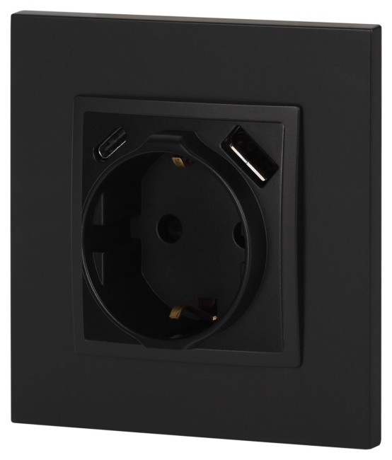 Розетка со шторками с USB type-A+C Эра Elegance 14-4108-05 Б0067724