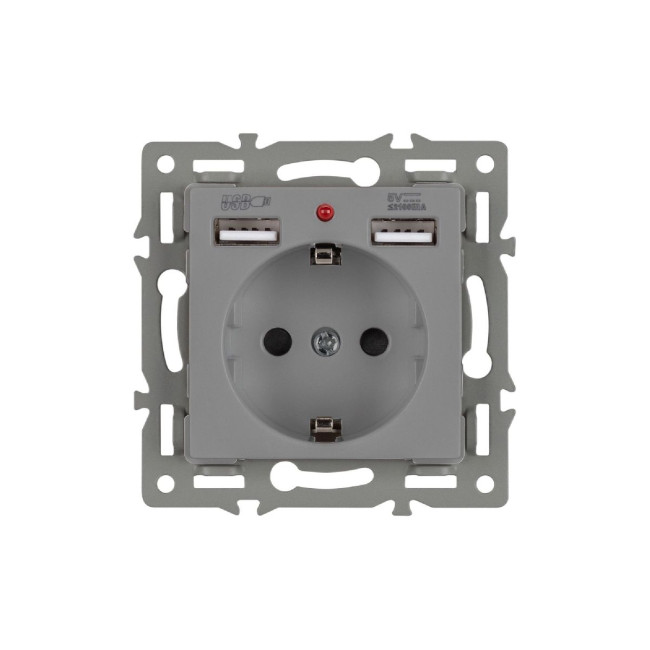 Механизм розетки с USB зарядкой Arlight SCT-MUAA-PL-GR (250V, 16A) 043735