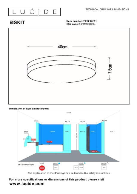 Потолочный светильник Lucide Biskit 79111/40/31 Потолочный светильник Lucide Biskit 79111/40/31