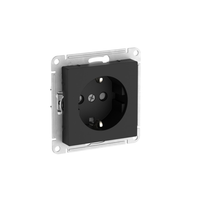 Розетка с заземлением со шторками, 16А, мех., быстрозажим. Клем Systeme Electric AtlasDesign Карбон ATN001045S Розетка с заземлением со шторками, 16А, мех., быстрозажим. Клем Systeme Electric AtlasDesign Карбон ATN001045S