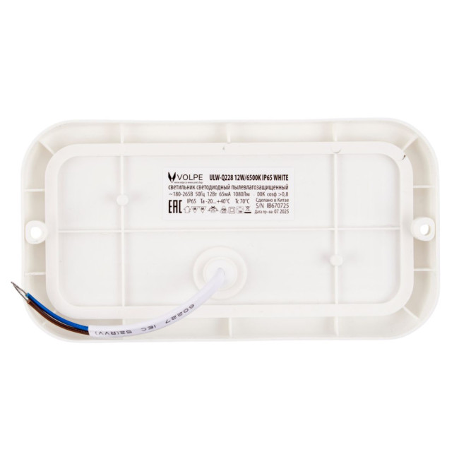 Накладной светильник влагозащищенный Volpe ULW-Q228 12W/6500K IP65 WHITE UL-00013187 Накладной светильник влагозащищенный Volpe ULW-Q228 12W/6500K IP65 WHITE UL-00013187
