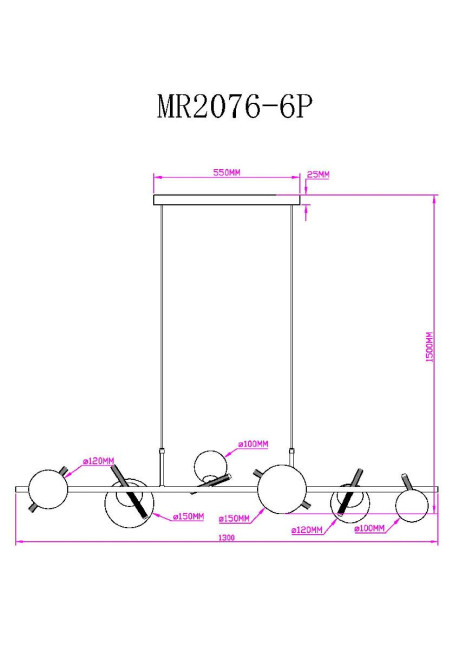 Подвесная люстра Myfar Francis MR2076-6P Подвесная люстра Myfar Francis MR2076-6P