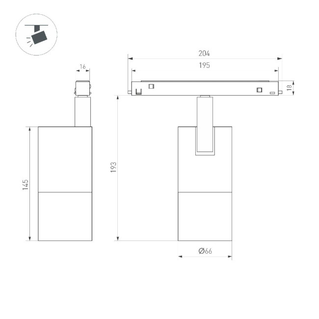 Трековый магнитный светильник Arlight MAG-ORIENT-SPOT-ZOOM-R65-15W Warm3000 (WH, 34-60 deg, 48V) 044154