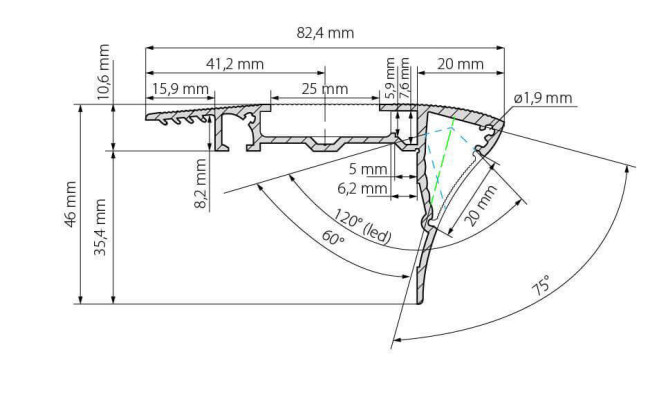 Профиль с экраном Arlight ALU-STAIR-DK-2000 ANOD+FROST 015473 Профиль с экраном Arlight ALU-STAIR-DK-2000 ANOD+FROST 015473