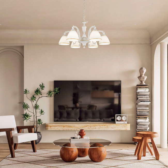 Подвесная люстра Arte Milano 347837/6 WT+G Подвесная люстра Arte Milano 347837/6 WT+G