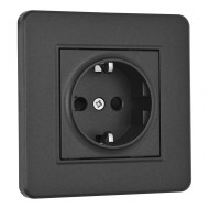 Комплект розетки с/з и шторками и рамкой Arte Milano SET16-1-40-1 black
