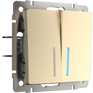 Выключатель двухклавишный с подсветкой Werkel шампань W1120111 4690389157097 a050859 Выключатель двухклавишный с подсветкой Werkel шампань W1120111 4690389157097 a050859