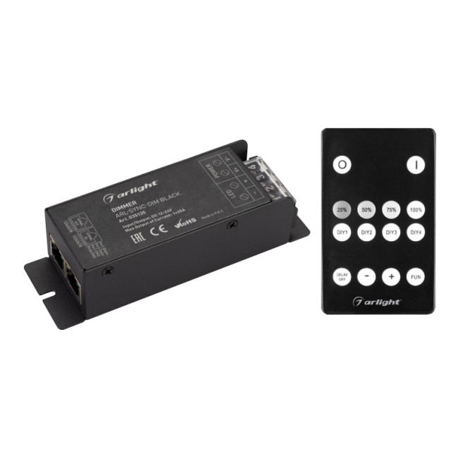 Диммер Arlight ARL-SYNC-Dim Black (12-24V, 1x25A, ПДУ 14кн, RF, RJ45) 035135 Диммер Arlight ARL-SYNC-Dim Black (12-24V, 1x25A, ПДУ 14кн, RF, RJ45) 035135