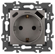 Розетка со шторками с USB type-A+C Эра Elegance 14-4108-16 Б0067695