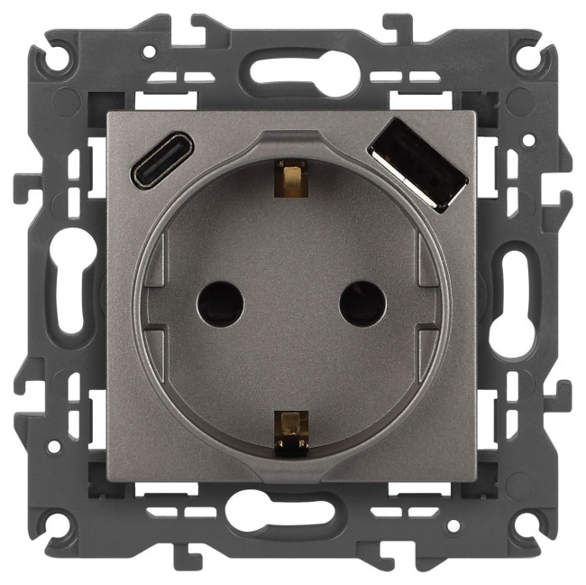 Розетка со шторками с USB type-A+C Эра Elegance 14-4108-16 Б0067695 Розетка со шторками с USB type-A+C Эра Elegance 14-4108-16 Б0067695
