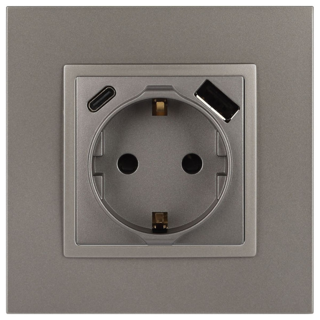 Розетка со шторками с USB type-A+C Эра Elegance 14-4108-16 Б0067695 Розетка со шторками с USB type-A+C Эра Elegance 14-4108-16 Б0067695