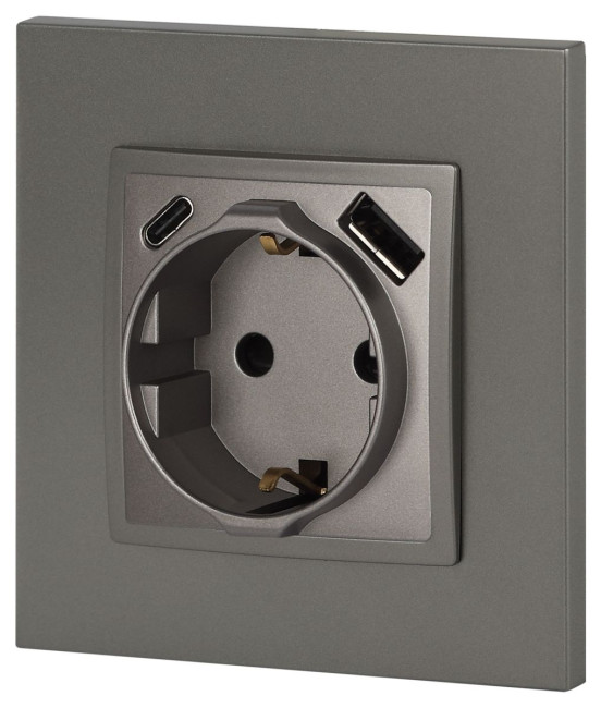 Розетка со шторками с USB type-A+C Эра Elegance 14-4108-16 Б0067695 Розетка со шторками с USB type-A+C Эра Elegance 14-4108-16 Б0067695