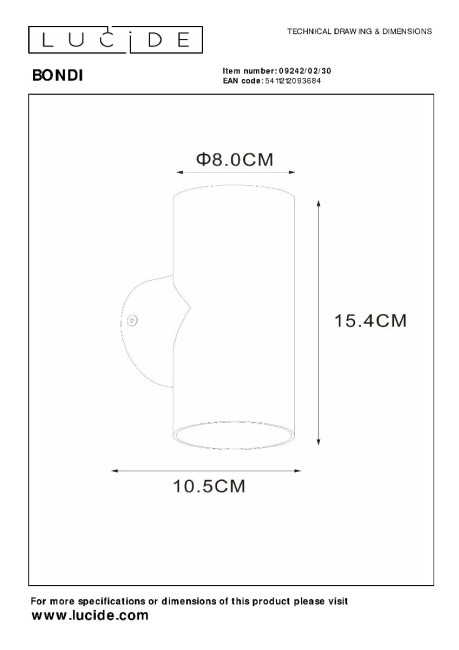 Настенный светильник Lucide Bondi 09242/02/30 Настенный светильник Lucide Bondi 09242/02/30