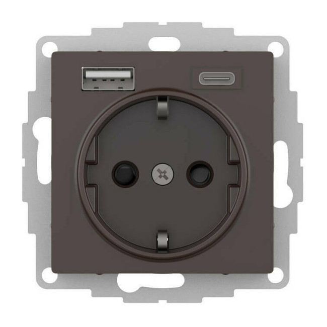 Розетка 16А с USB A+C (5В/2,4А/3 А, 2х5В/1,5А), мех Systeme Electric AtlasDesign Мокко ATN000632 Розетка 16А с USB A+C (5В/2,4А/3 А, 2х5В/1,5А), мех Systeme Electric AtlasDesign Мокко ATN000632