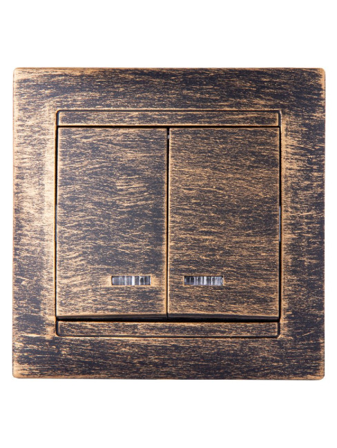 Выключатель двухклавишный с подсветкой Лама TDM Electric SQ1815-0747