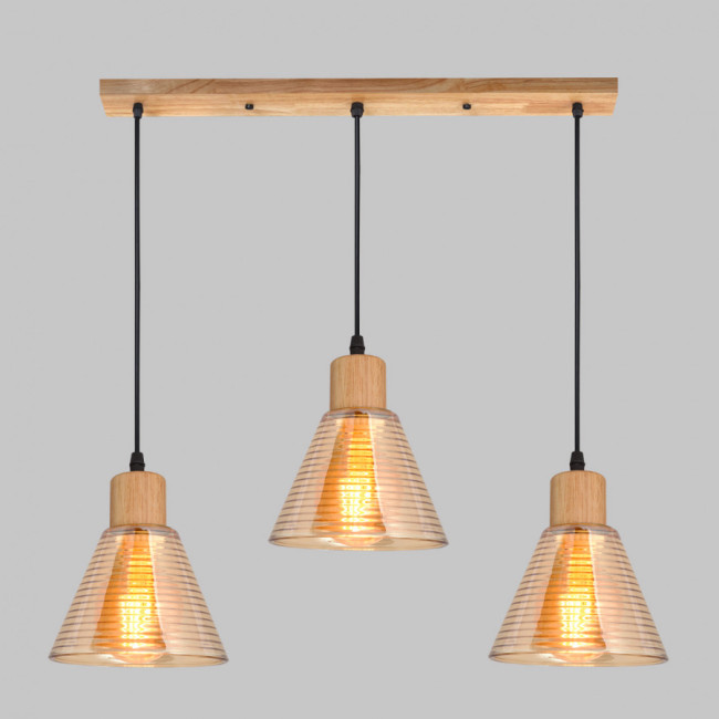 Подвесной светильник IMEX MD.5870-3-P-WOOD+BK Подвесной светильник IMEX MD.5870-3-P-WOOD+BK