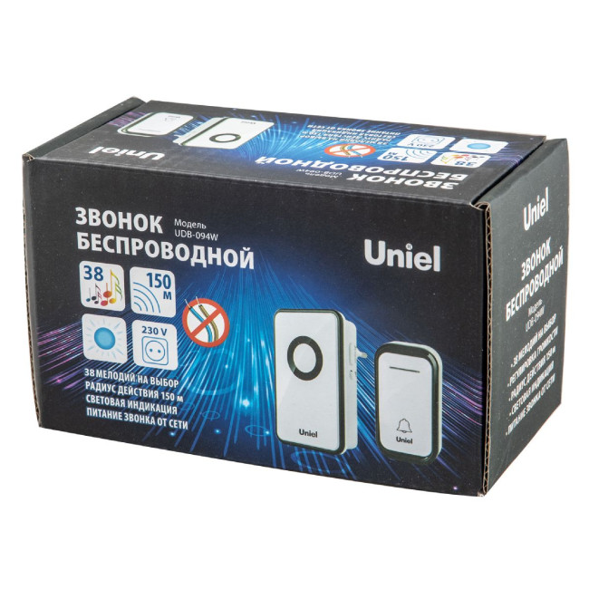 Беспроводной звонок Uniel UDB-094W-R1T1-38S-BL/WH UL-00011365 Беспроводной звонок Uniel UDB-094W-R1T1-38S-BL/WH UL-00011365