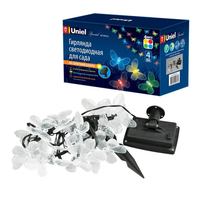 Гирлянда на солнечных батареях (UL-00006557) Uniel Бабочки USL-S-129/PT4000 Butterflies