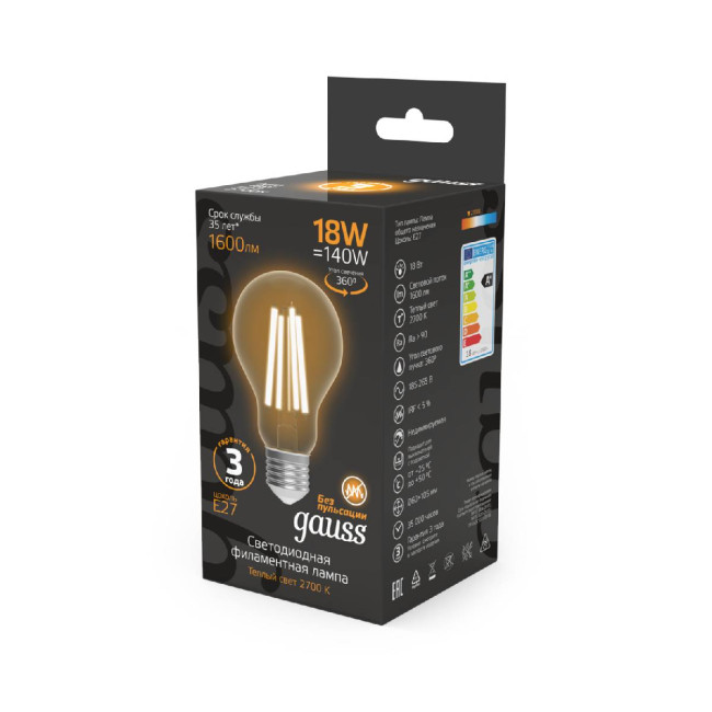 Лампа светодиодная Gauss Filament E27 18W 2700K 102902118 Лампа светодиодная Gauss Filament E27 18W 2700K 102902118