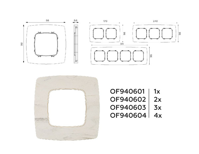 Рамка четырехместная Ambrella Volt Opera OF940604 Рамка четырехместная Ambrella Volt Opera OF940604
