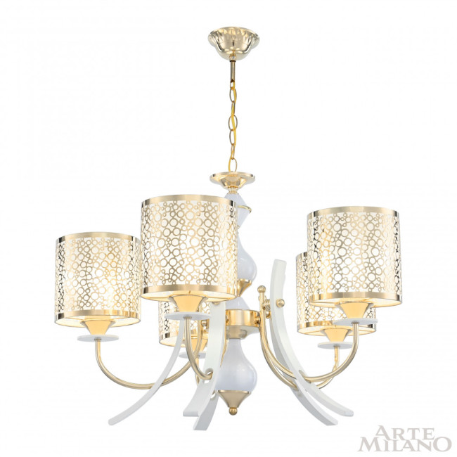 Подвесная люстра Arte Milano Florentia-6067 306067/5 Wh/Gd Подвесная люстра Arte Milano Florentia-6067 306067/5 Wh/Gd