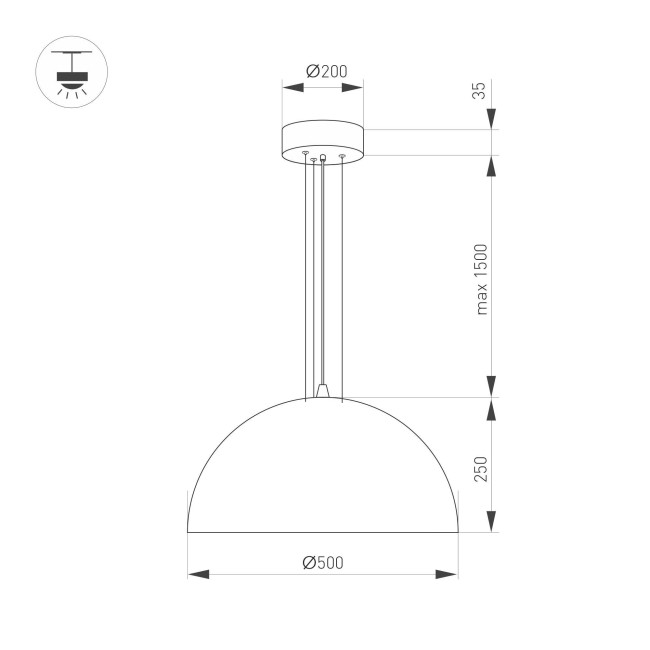 Подвесной светильник Arlight SP-RESTO-HANG-R500-30W Warm3000 (BK, 100 deg, 230V) 039699 Подвесной светильник Arlight SP-RESTO-HANG-R500-30W Warm3000 (BK, 100 deg, 230V) 039699