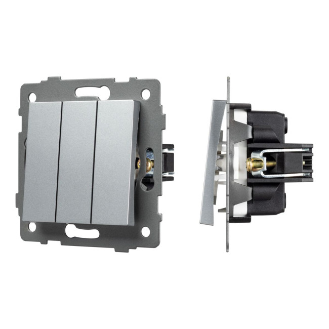 Механизм выключателя трехклавишный непроходной Arlight SWT-MK03-PL-GR-V (250V, 10A) 049898 Механизм выключателя трехклавишный непроходной Arlight SWT-MK03-PL-GR-V (250V, 10A) 049898