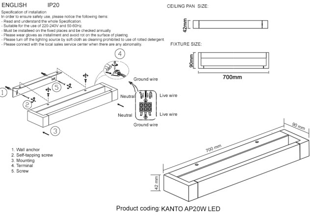 Настенный светильник Crystal Lux KANTO AP20W LED BL Настенный светильник Crystal Lux KANTO AP20W LED BL