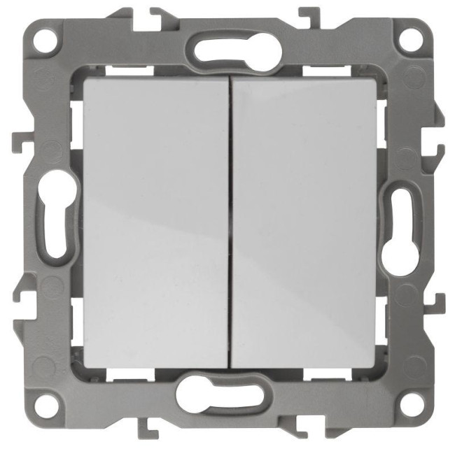 Выключатель двухклавишный ЭРА 12 10AX 250V 12-1104-01 Б0014645 Выключатель двухклавишный ЭРА 12 10AX 250V 12-1104-01 Б0014645