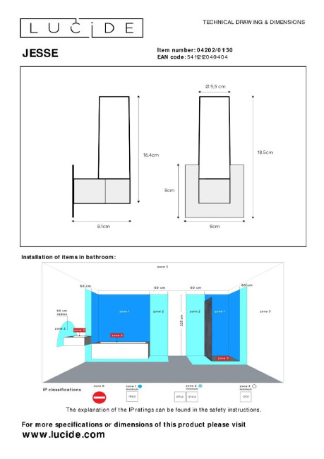 Настенный светильник Lucide Jesse 04202/01/30 Настенный светильник Lucide Jesse 04202/01/30