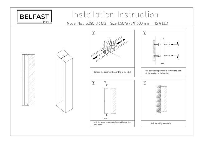 Настенный светильник Belfast Ravenhill 3390 BR MB